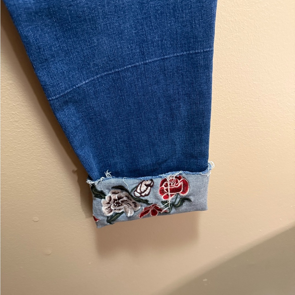 Back in the Saddle Size 16 Stretch Jeans Floral Embroidered Cuff - Picture 5 of 13
